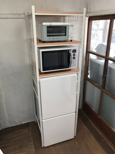 スチール製 冷蔵庫ラック ホワイト　＃家具