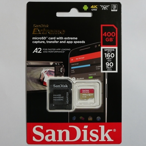 サンディスク SanDisk 400GB micro SDXC カード　UHS スピードクラス：３ 超高速 160MB/s 90MB/s 　Application Performance Class 2(A2)