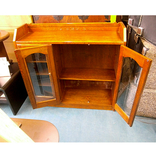 札幌 昭和レトロ風【和風家具 3枚扉の木製キャビネット】幅97cm 木目