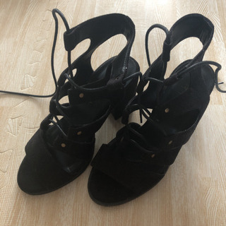 レースアップヒールサンダル Lサイズの画像