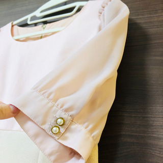 バイカラー・ミニ丈ワンピ(11号)ピンク×ベージュの画像