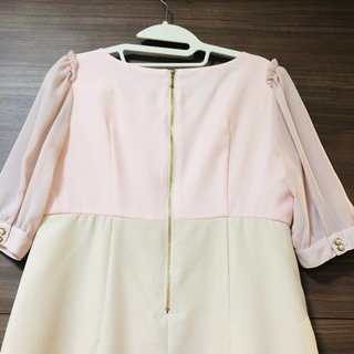 バイカラー・ミニ丈ワンピ(11号)ピンク×ベージュの画像