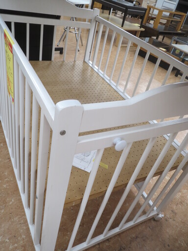 【引取限定】石崎家具 ベビーベッド 中古品 白【小倉南区葛原東】