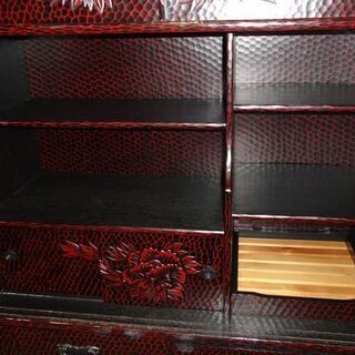 鎌倉彫 和茶棚 和茶タンス 箪笥 幅約85cm 食器棚 和室