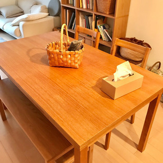 専用出品　無印良品 MUJI ダイニング5点セット　オーク無垢材　140サイズ 無印良品 MUJI ダイニング5点セット タモ材 オーク無垢材 140サイズ
