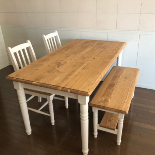 【値下げしました！】美品ダイニング4点セット／フレンチカントリー家具