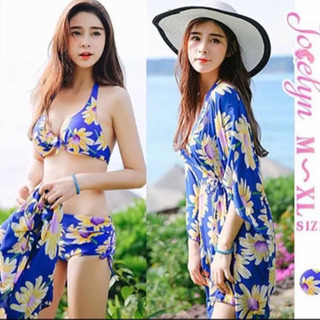 インスタ映え💓💞 新品 可愛い体型カバー 花柄水着3点セットワン...
