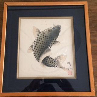 [値下げしました]郡司硯田「鯉」色紙