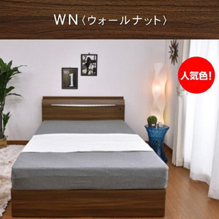  宮付き  ダブルベッド ボンネルコイルマットレス付き の画像