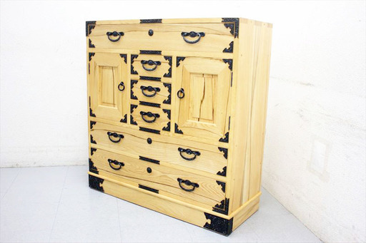 【美品】時代箪笥 時代箪笥/楡材 和家具 無垢材 和モダン 収納 鍵付き E2020YO