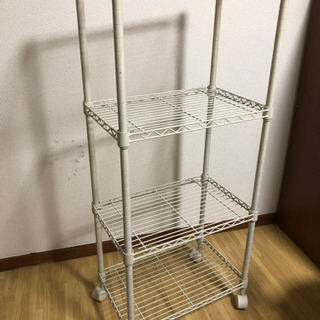 キャスター付きスチールラック ホワイト 高さ106㎝