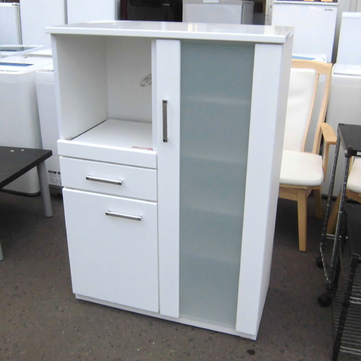 南12条店 ミドルレンジボード 幅80cm ホワイト 食器棚 キッチン収納