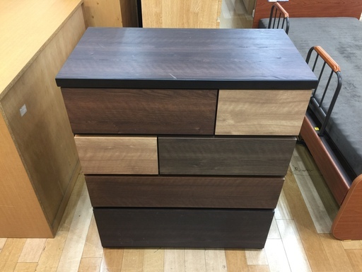 ニトリ　ナチュラル×ブラウン　4段チェスト【トレファク　岸和田】