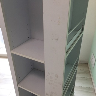 回転棚 タワー 収納 ラック 4面 白 中古の画像