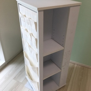 回転棚 タワー 収納 ラック 4面 白 中古の画像