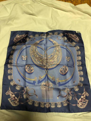 エルメス バンダナ スカーフ 青紫系 小物 中古品