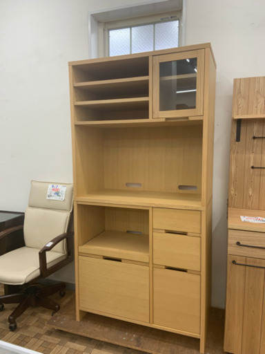 【展示品☆美品】食器棚 レンジボード キッチン収納(幅90cm)