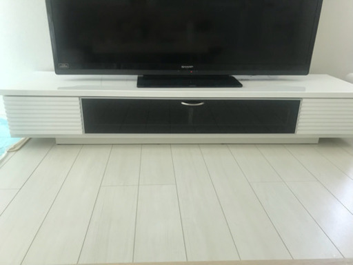 収納付テレビ台/テレビボード  ホワイト