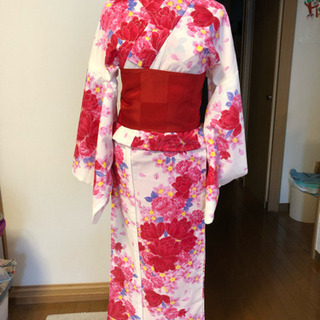 【取引終了】浴衣（花柄 赤）売りますの画像