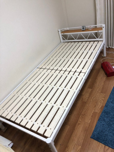 パイプベッド シングルサイズ ホワイト マットレス付き