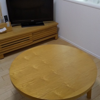 木製円形テーブル　円卓（ジャンク）の画像