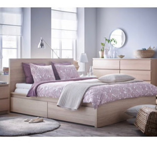 IKEA イケア ダブルベッド  マルム ベッドフレーム ダーク...
