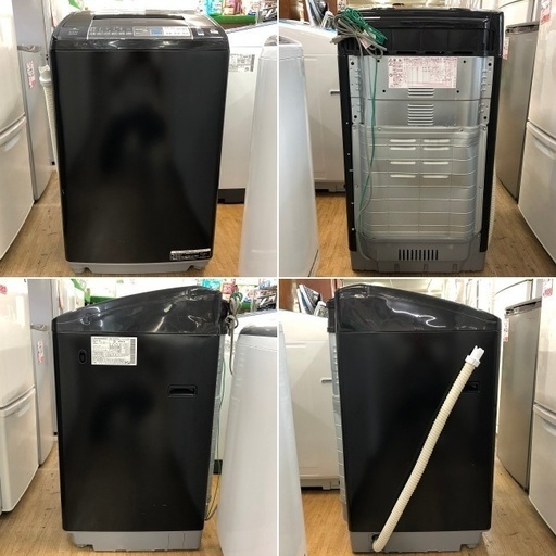  美品【 HITACHI 】日立 人気の黒 洗濯7.0㎏/乾燥3.5㎏ 洗濯乾燥機 ビートウオッシュ ナイアガラビート洗浄 自動おそう