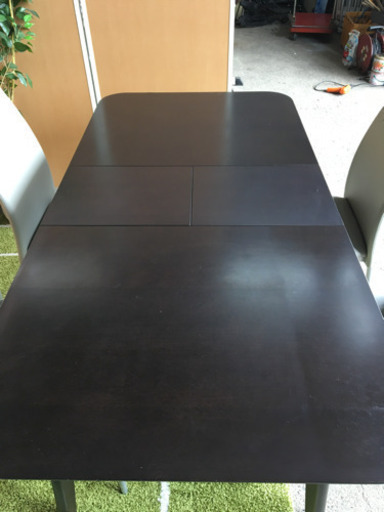 ☆伸長式☆ダイニングテーブル+イス4Pセット☆120cm〜150cm調整可能