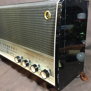  真空管ラジオ ナショナル HiFi 2BAND ラジオ 木製キャビネット 動作品の画像