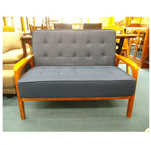 札幌 使用期間2ヶ月【ネイビーブルーの2人掛けアームソファ】幅116.5cm 紺/青系色/ネービーブルー ソファー 本郷通店