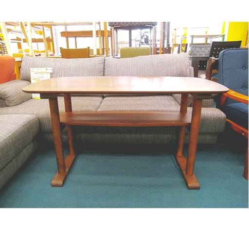 札幌 使用期間2ヶ月【ウォールナット突板 高さのあるセンターテーブル】幅115cm ミドルブラウン/茶色系 木目 リビングテーブル コーヒーテーブル ティーテーブル ダイニングテーブル カノン115 本郷通店