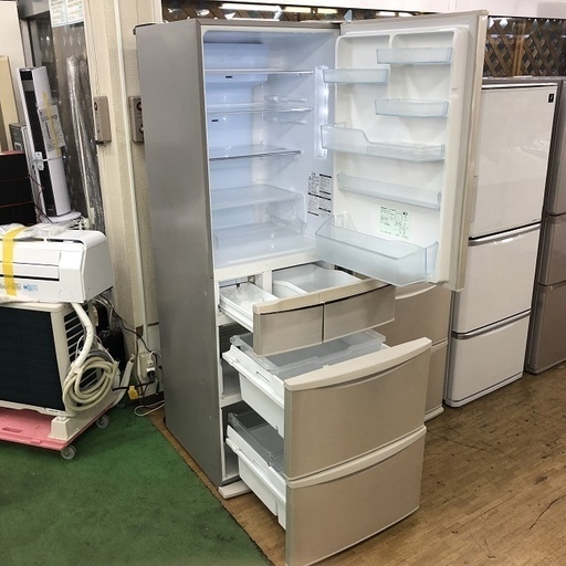 美品【 Panasonic 】パナソニック 426L 5ドア冷蔵庫 エコナビ搭載 自動製氷機付 新鮮凍結 NR-E435T