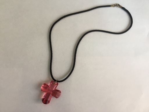 バカラ　エデン ネックレス　刻印あり　クロス ピンクレッド（希少カラー）