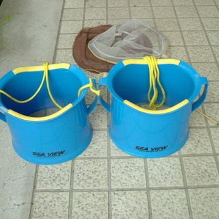 箱メガネ２個　　夏休みの川遊びにいかが！　網と糸・針はおまけ　中...