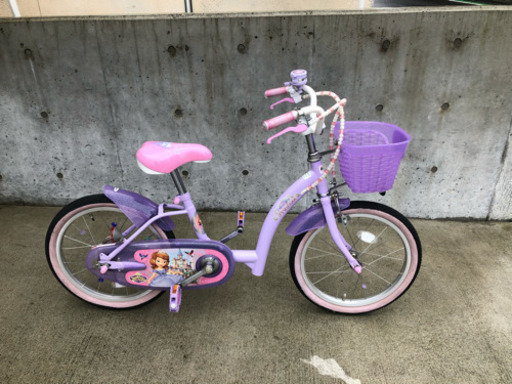 良品✨自転車 女の子 子供用　ディズニー ソフィア 紫 18インチ 動作良好 ちいさなプリンセス ソフィア 注文 18インチ 自転車 女の子 良品