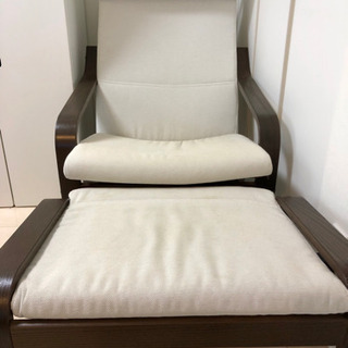 IKEA ポエング 白 オットマン付