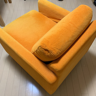 無印良品 シングルソファ ポケットコイル オレンジカバー付