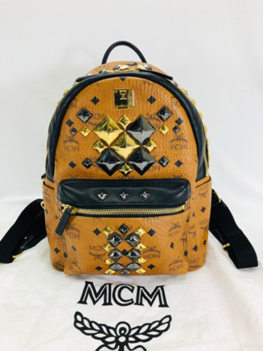 MCM 角スタッズ リュックサック カラー：ブラウンｘブラックxロ