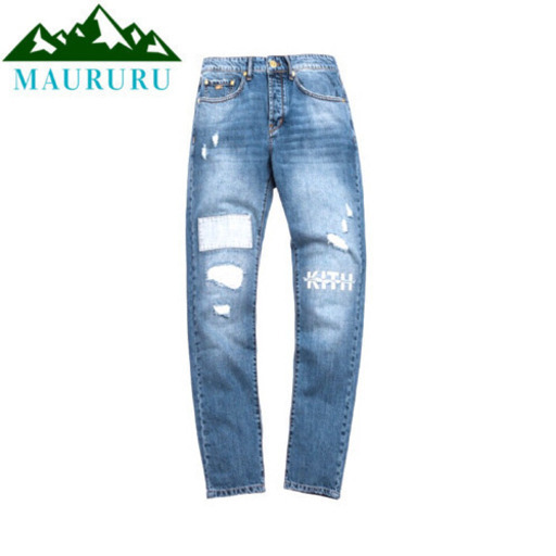 正規品 KITH キス ロゴバリックレター ダメージデニムパンツ