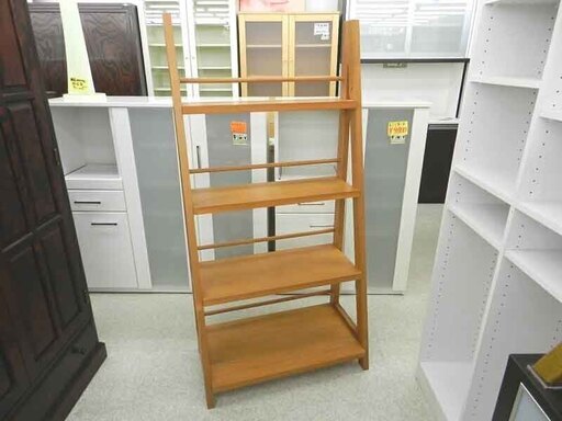シェルフ 幅75 奥行41 高さ150cm ラック 棚 ディスプレイ 木製 飾り棚 はしご棚 ☆ PayPay(ペイペイ)決済可能 ☆ 札幌市 北区 屯田