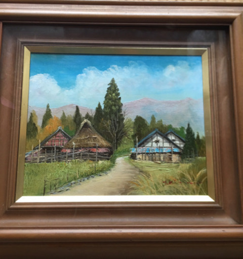 【 北川照生 】油絵    画題  『秋の山村』