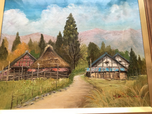 【 北川照生 】油絵    画題  『秋の山村』