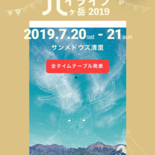 ハイライフ八ヶ岳2019  7/20  ペア  値下げ可能