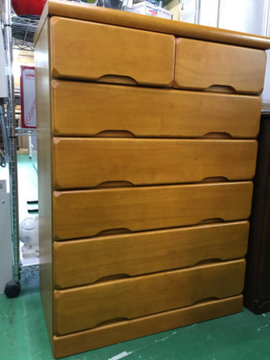 RF0765 タンス 幅804木製 チェスト 桐タンス ６段 完成品 ナチュラル (美品)