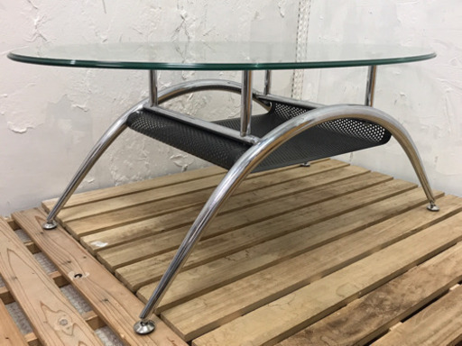 ニトリ 楕円形ガラスローテーブル　＃家具