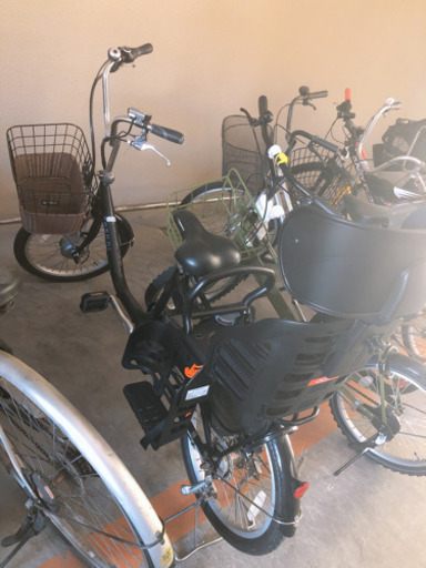 ママチャリ三段変速前後乗せ付き バッテリー無‼️本文確認！