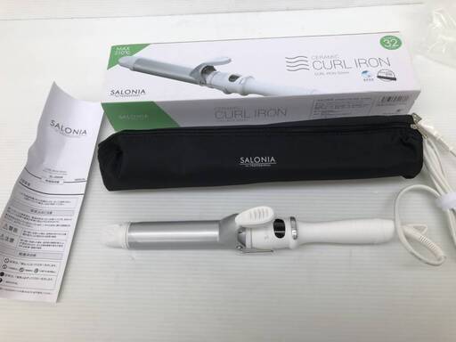 新品 SALONIA サロニア セラミック カール ヘアアイロン 32mm ホワイト 海外対応 プロ仕様 MAX210℃