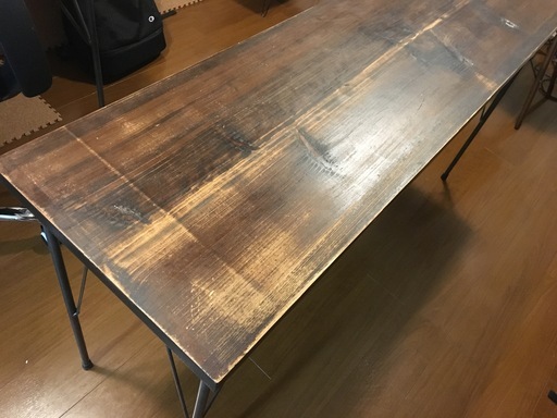【値下交渉可能！！】ハンドメイド／カフェテーブル・作業テーブル・作業机／アイアン脚【オシャレ】