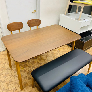 ナフコ21スタイル】4人用ダイニングセット ベンチタイプ (幅135cm