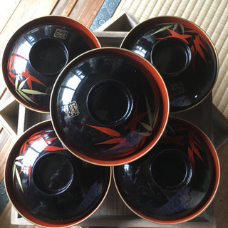 漆器 ５枚セット 竹模様